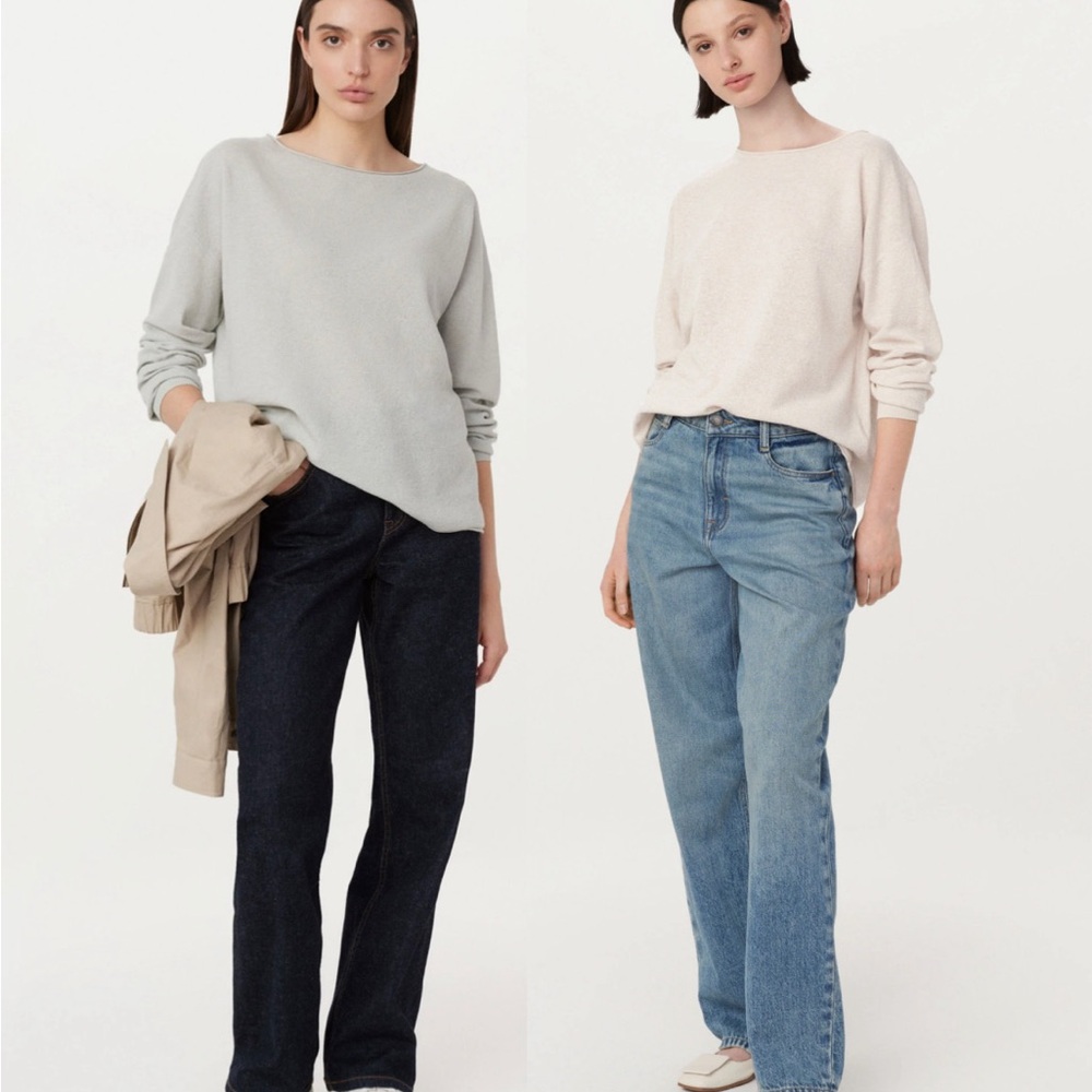Set of 2! Frank and Oak - The Lightweight Crewneck Sweater in Wasabi and Oatmeal